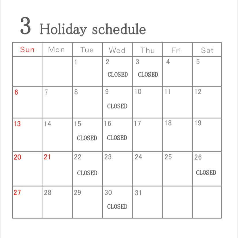 3 Holiday schedule