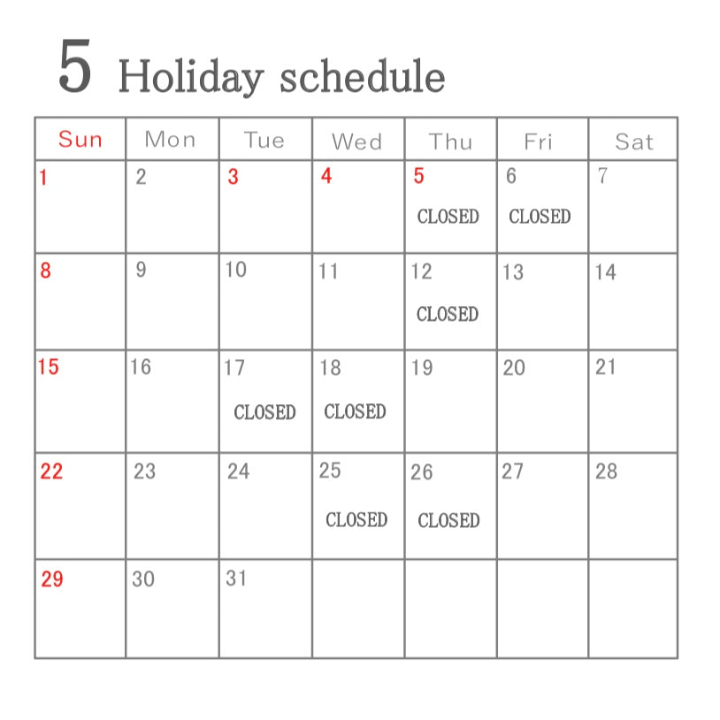 5 Holiday schedule