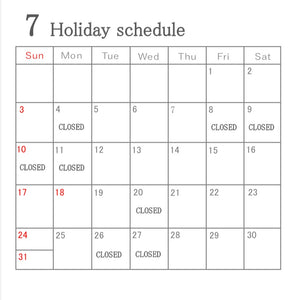 7 Holiday schedule