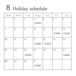 8 Holiday schedule