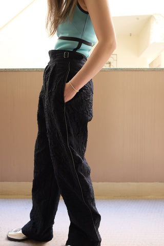 double weave trimmed trousers