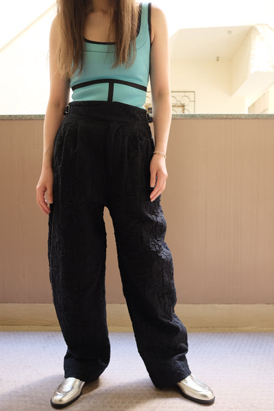 double weave trimmed trousers